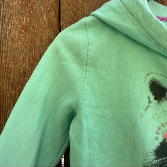 CAT & JACK Girls Mint Green Graphic Hoodie Raccoon Size 14/16 - Picture 4 of 8